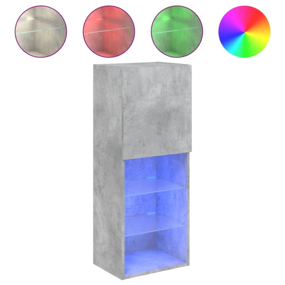 vidaXL Comodă TV cu lumini LED, gri beton, 40,5x30x102 cm