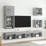 vidaXL Comodă TV cu lumini LED, gri beton, 40,5x30x102 cm vidaXL Comodă TV cu lumini LED, gri beton, 40,5x30x102 cm