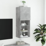 vidaXL Comodă TV cu lumini LED, gri beton, 40,5x30x102 cm vidaXL Comodă TV cu lumini LED, gri beton, 40,5x30x102 cm
