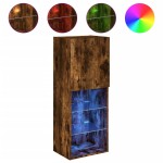 vidaXL Comodă TV cu lumini LED, stejar fumuriu, 40,5x30x102 cm