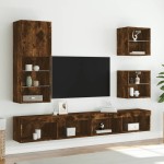 vidaXL Comodă TV cu lumini LED, stejar fumuriu, 40,5x30x102 cm