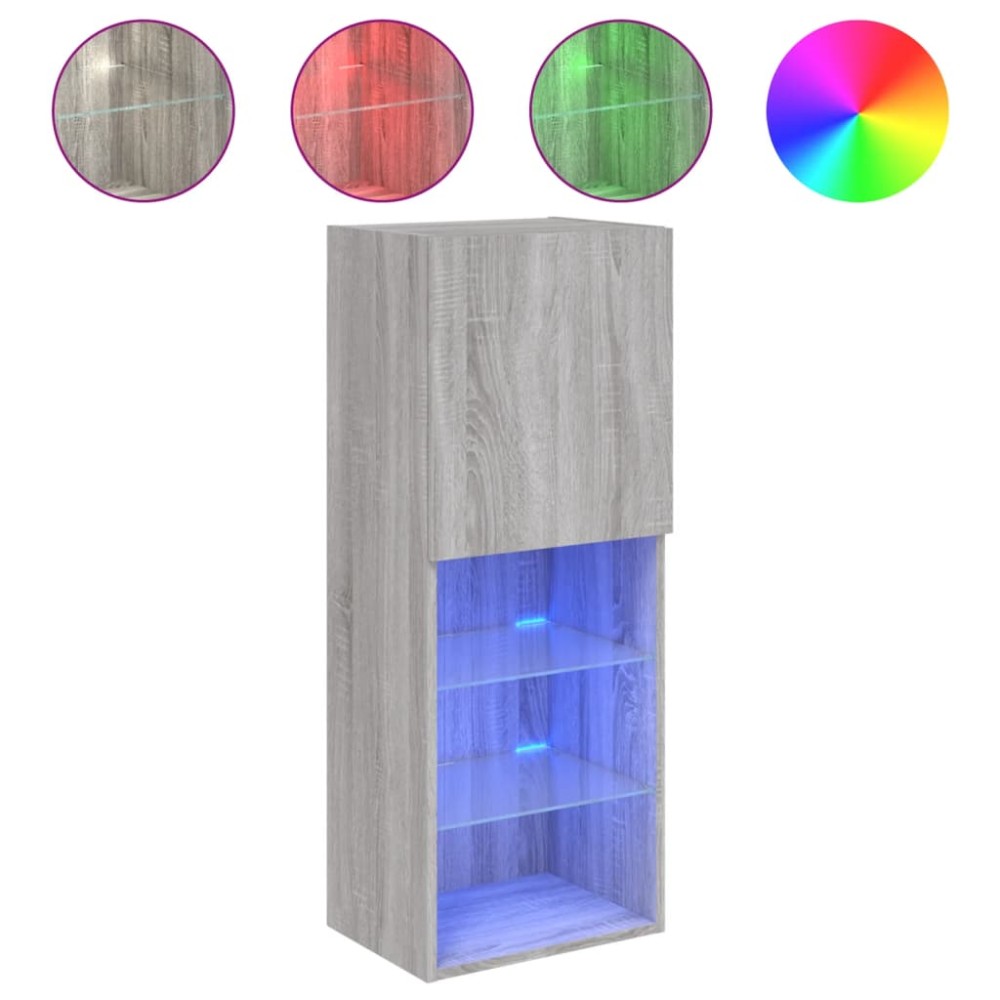 vidaXL Comodă TV cu lumini LED, gri sonoma, 40,5x30x102 cm