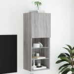 vidaXL Comodă TV cu lumini LED, gri sonoma, 40,5x30x102 cm vidaXL Comodă TV cu lumini LED, gri sonoma, 40,5x30x102 cm