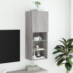 vidaXL Comodă TV cu lumini LED, gri sonoma, 40,5x30x102 cm vidaXL Comodă TV cu lumini LED, gri sonoma, 40,5x30x102 cm