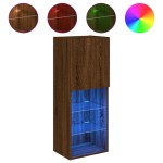 vidaXL Comodă TV cu lumini LED, stejar maro, 40,5x30x102 cm