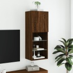 vidaXL Comodă TV cu lumini LED, stejar maro, 40,5x30x102 cm