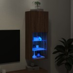 vidaXL Comodă TV cu lumini LED, stejar maro, 40,5x30x102 cm
