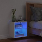 vidaXL Noptieră cu lumini LED montată pe perete, alb