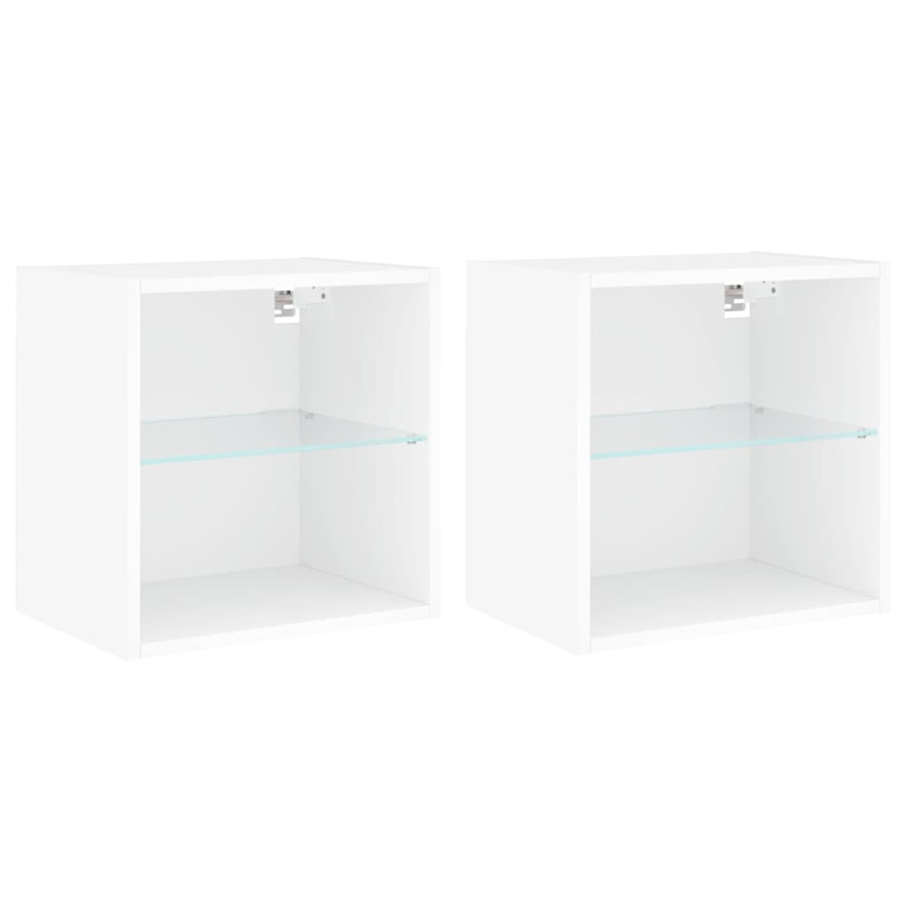 vidaXL Noptiere cu lumini LED montate pe perete, 2 buc., alb