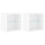 vidaXL Noptiere cu lumini LED montate pe perete, 2 buc., alb vidaXL Noptiere cu lumini LED montate pe perete, 2 buc., alb