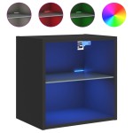 vidaXL Noptieră cu lumini LED montată pe perete, negru