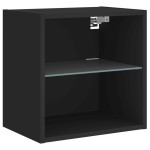 vidaXL Noptieră cu lumini LED montată pe perete, negru