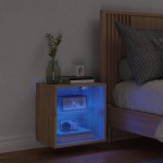 vidaXL Noptieră cu lumini LED montată pe perete, stejar sonoma