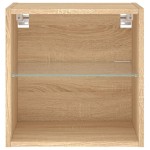 vidaXL Noptieră cu lumini LED montată pe perete, stejar sonoma
