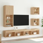 vidaXL Noptiere cu lumini LED montate pe perete, 2 buc., stejar sonoma vidaXL Noptiere cu lumini LED montate pe perete, 2 buc., stejar sonoma