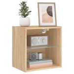 vidaXL Noptiere cu lumini LED montate pe perete, 2 buc., stejar sonoma vidaXL Noptiere cu lumini LED montate pe perete, 2 buc., stejar sonoma