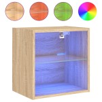 vidaXL Noptiere cu lumini LED montate pe perete, 2 buc., stejar sonoma vidaXL Noptiere cu lumini LED montate pe perete, 2 buc., stejar sonoma
