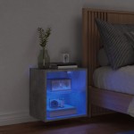 vidaXL Noptieră cu lumini LED montată pe perete, gri beton