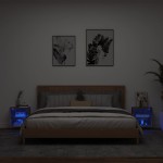 vidaXL Noptieră cu lumini LED montată pe perete, stejar fumuriu