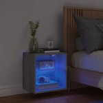 vidaXL Noptiere cu lumini LED montate pe perete, 2 buc.,stejar fumuriu vidaXL Noptiere cu lumini LED montate pe perete, 2 buc.,stejar fumuriu