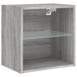 vidaXL Noptiere cu lumini LED montate pe perete, 2 buc.,stejar fumuriu vidaXL Noptiere cu lumini LED montate pe perete, 2 buc.,stejar fumuriu