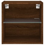 vidaXL Noptieră cu lumini LED montată pe perete, stejar maro