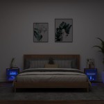 vidaXL Noptiere cu lumini LED montate pe perete 2 buc. stejar maro vidaXL Noptiere cu lumini LED montate pe perete 2 buc. stejar maro