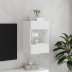 vidaXL Comodă TV de perete cu lumini LED, alb, 40x30x60,5 cm vidaXL Comodă TV de perete cu lumini LED, alb, 40x30x60,5 cm
