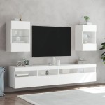 vidaXL Comodă TV de perete cu lumini LED, alb, 40x30x60,5 cm vidaXL Comodă TV de perete cu lumini LED, alb, 40x30x60,5 cm