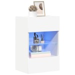 vidaXL Comode de perete cu lumini LED pentru TV, 2 buc., alb, 40x30x60,5 cm