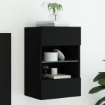 vidaXL Comodă TV de perete cu lumini LED, negru, 40x30x60,5 cm vidaXL Comodă TV de perete cu lumini LED, negru, 40x30x60,5 cm