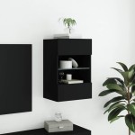 vidaXL Comodă TV de perete cu lumini LED, negru, 40x30x60,5 cm vidaXL Comodă TV de perete cu lumini LED, negru, 40x30x60,5 cm