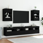 vidaXL Comodă TV de perete cu lumini LED, negru, 40x30x60,5 cm vidaXL Comodă TV de perete cu lumini LED, negru, 40x30x60,5 cm