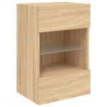 vidaXL Comodă TV de perete cu lumini LED, stejar sonoma, 40x30x60,5 cm