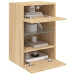 vidaXL Comodă TV de perete cu lumini LED, stejar sonoma, 40x30x60,5 cm