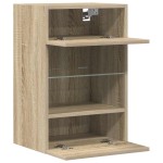 vidaXL Comode de perete cu lumini LED pentru TV, 2 buc. stejar sonoma, 40x30x60,5 cm