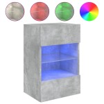 vidaXL Comodă TV de perete cu lumini LED, gri beton, 40x30x60,5 cm vidaXL Comodă TV de perete cu lumini LED, gri beton, 40x30x60,5 cm