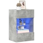 vidaXL Comode de perete cu lumini LED pentru TV 2 buc. gri beton 40x30x60,5cm