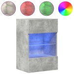 vidaXL Comode de perete cu lumini LED pentru TV 2 buc. gri beton 40x30x60,5cm