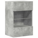 vidaXL Comode de perete cu lumini LED pentru TV 2 buc. gri beton 40x30x60,5cm