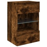 vidaXL Comodă TV de perete cu lumini LED, stejar fumuriu, 40x30x60,5cm