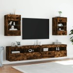 vidaXL Comodă TV de perete cu lumini LED, stejar fumuriu, 40x30x60,5cm