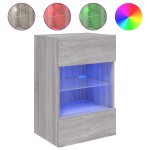 vidaXL Comodă TV de perete cu lumini LED, gri sonoma, 40x30x60,5 cm vidaXL Comodă TV de perete cu lumini LED, gri sonoma, 40x30x60,5 cm