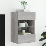vidaXL Comodă TV de perete cu lumini LED, gri sonoma, 40x30x60,5 cm vidaXL Comodă TV de perete cu lumini LED, gri sonoma, 40x30x60,5 cm