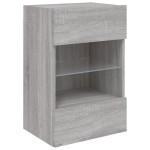 vidaXL Comodă TV de perete cu lumini LED, gri sonoma, 40x30x60,5 cm vidaXL Comodă TV de perete cu lumini LED, gri sonoma, 40x30x60,5 cm