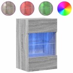 vidaXL Comode de perete cu lumini LED pentru TV, 2 buc, gri sonoma, 40x30x60,5 cm