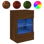 vidaXL Comodă TV de perete cu lumini LED, stejar maro, 40x30x60,5cm vidaXL Comodă TV de perete cu lumini LED, stejar maro, 40x30x60,5cm
