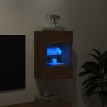 vidaXL Comodă TV de perete cu lumini LED, stejar maro, 40x30x60,5cm vidaXL Comodă TV de perete cu lumini LED, stejar maro, 40x30x60,5cm