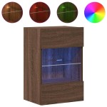 vidaXL Comode de perete cu lumini LED pentru TV, 2 buc. stejar maro, 40x30x60,5cm