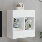 vidaXL Comodă TV de perete cu lumini LED, alb, 58,5x30x60,5 cm vidaXL Comodă TV de perete cu lumini LED, alb, 58,5x30x60,5 cm